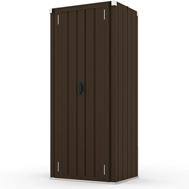 YODOLLA Gartenschrank, Metall Geräteschuppen Wetterfest, Braun