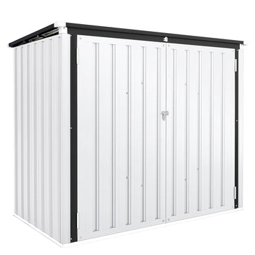 YODOLLA Mülltonnenbox 2er, Metall Gartenschrank mit Gasdruckfeder, Weiß