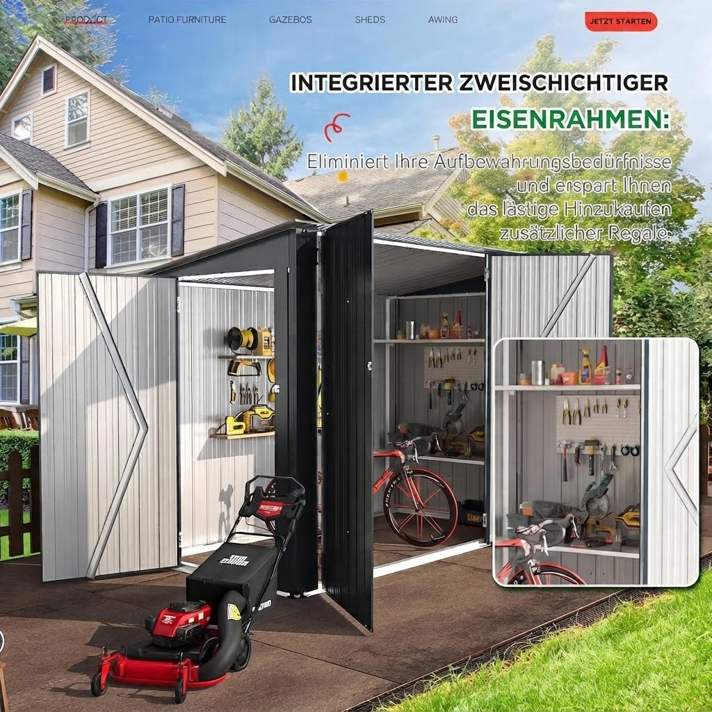 YODOLLA 4' x 7' Außen-Aufbewahrungsschrank, horizontal