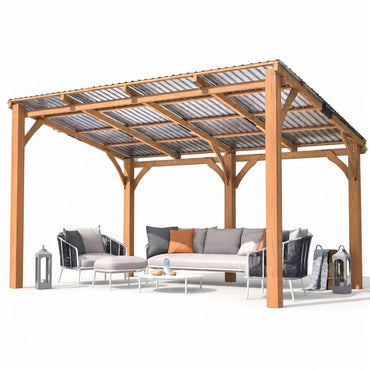 YODOLLA 4,2 x 3 m Pergola aus Holz, für den Außenbereich, für den