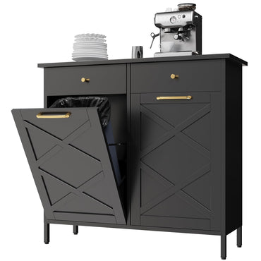 YODOLLA 20 Gallonen Metall-Doppelkipp-Müllschrank, Schwarz
