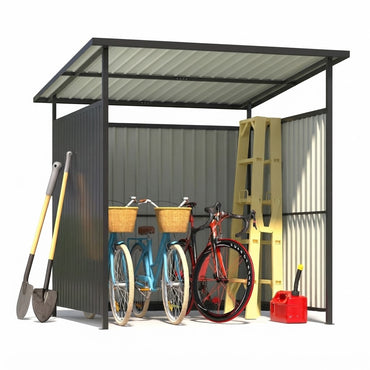 YODOLLA Fahrradschuppen 2,2 x 2m, Anlehnpavillon Metall für Terrasse & Garten