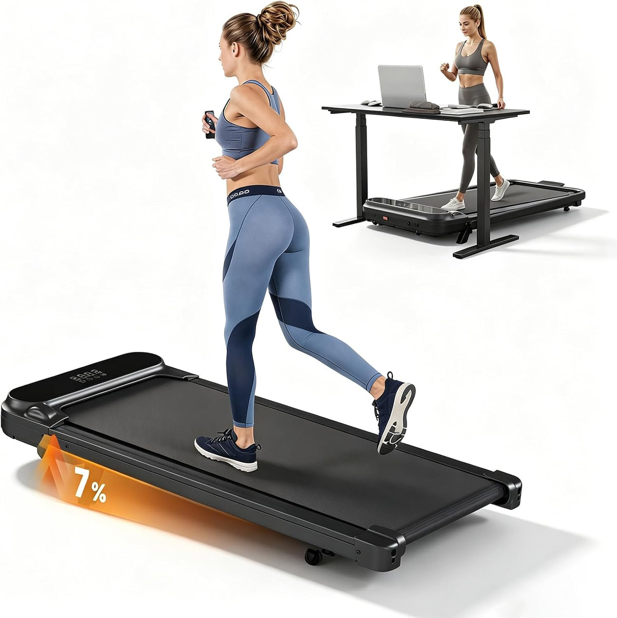 YODOLLA Walking Pad mit 8 % Steigung – Untertisch-Laufband für das Home-Office