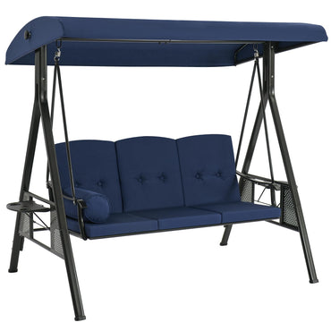YODOLLA 3‑Sitzer Gartenschaukel mit Sonnendach & Polstern, Blau