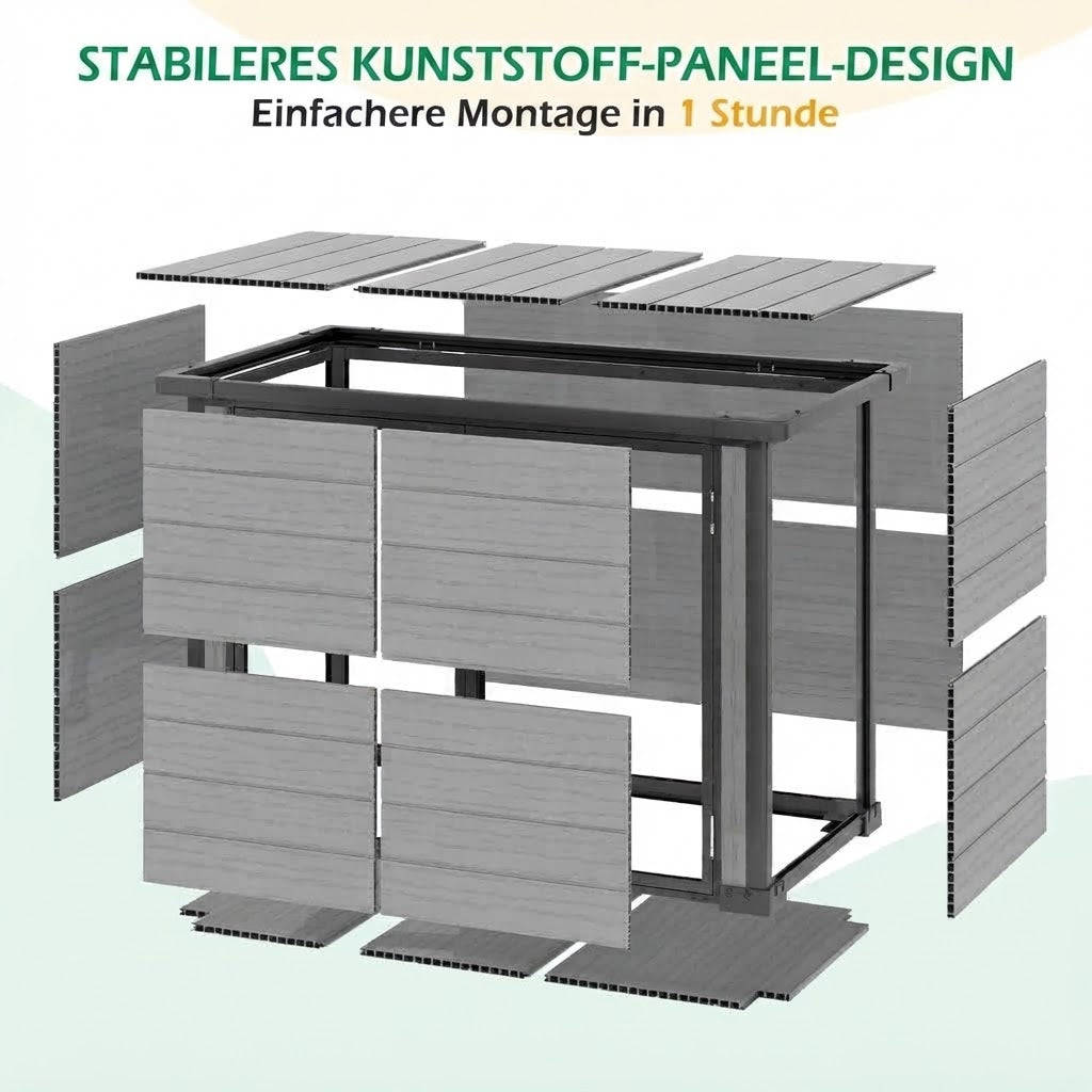 YODOLLA Außen-Lagerschrank aus Kunstharz, 23 Kubikfuß horizontale Box mit Sockel