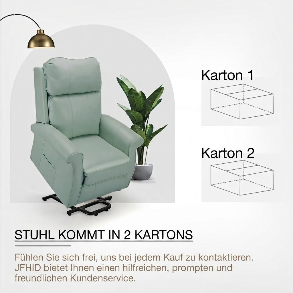 YODOLLA Elektrischer Lift-Sessel für Senioren, Kunstleder, Mintgrün