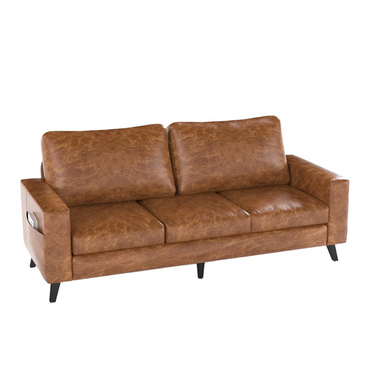 YODOLLA 3-Sitzer-Schlafsofa aus Kunstleder, 200 cm breit, braun