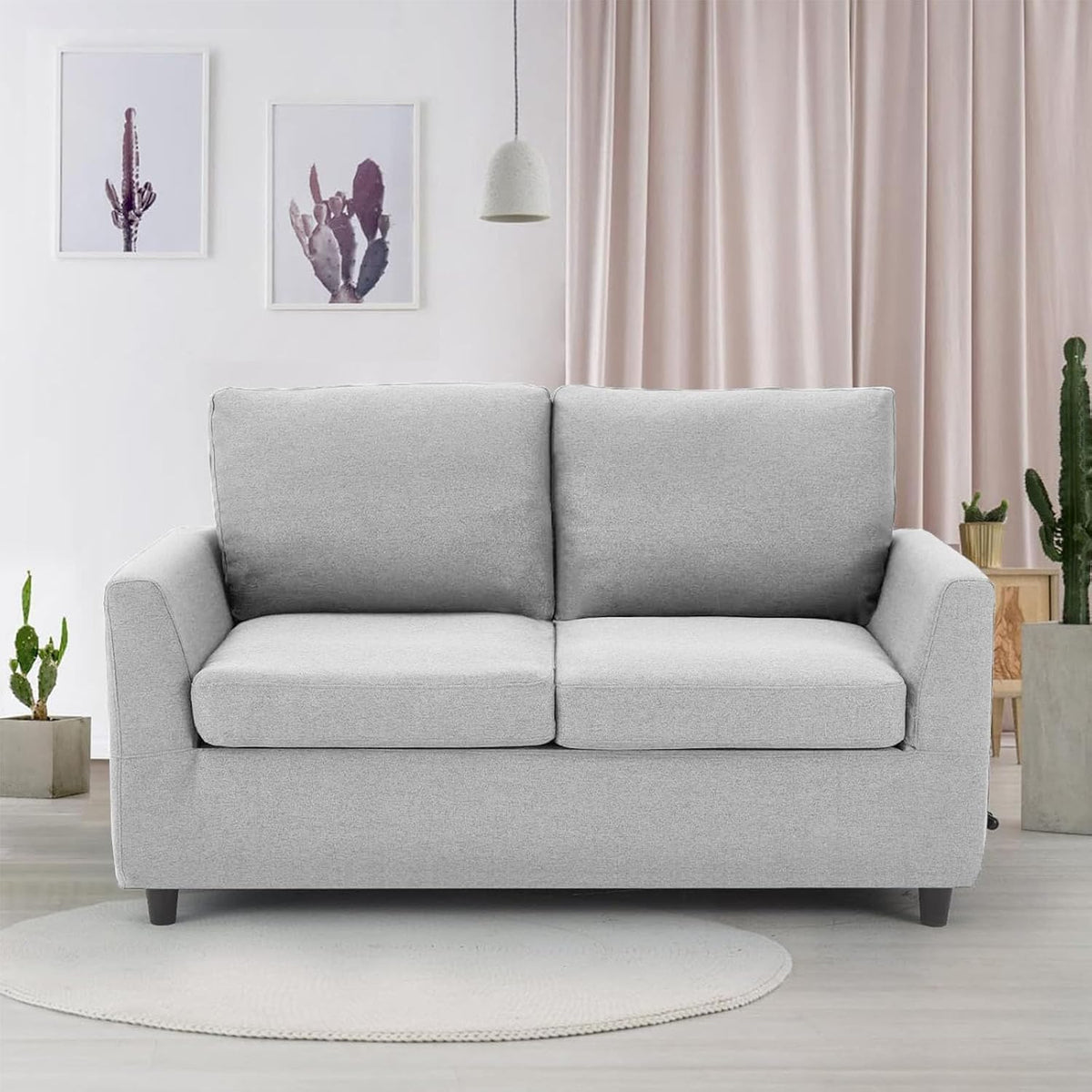 YODOLLA 2 Sitzer Sofa, kleine Sofa mit schlaffunktion, Hellgrau