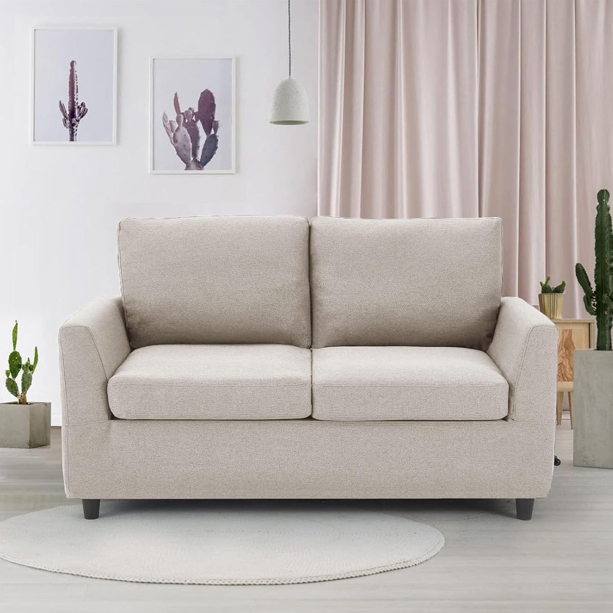 YODOLLA 2 Sitzer Sofa, kleine Sofa mit schlaffunktion, Weiß