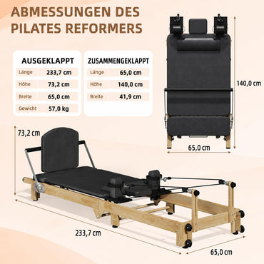 YODOLLA 234cm Faltbare Pilates Reformer Maschine für Zuhause & Studio