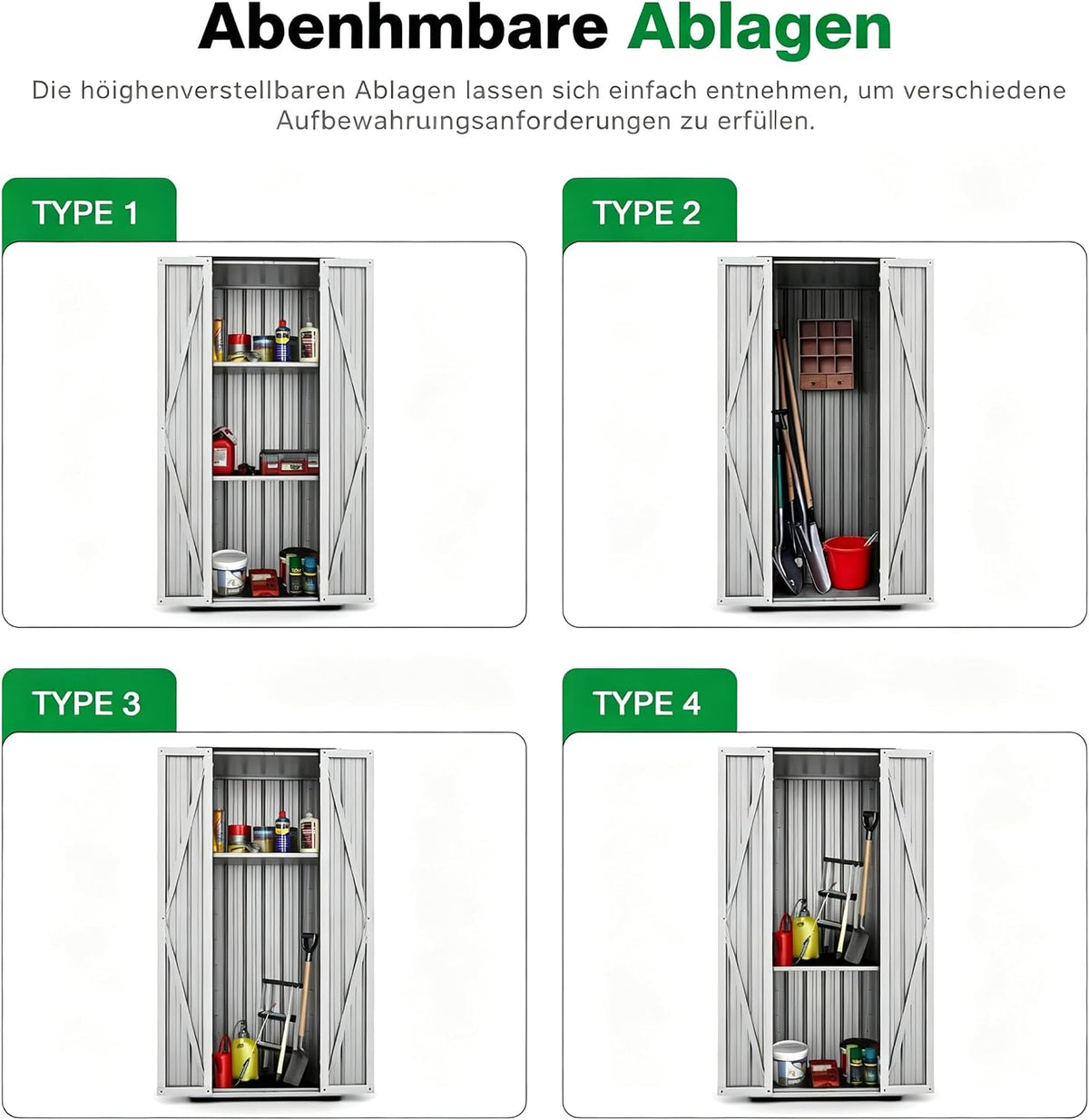YODOLLA Gartenschrank, Metall Geräteschuppen Wetterfest, Weiß