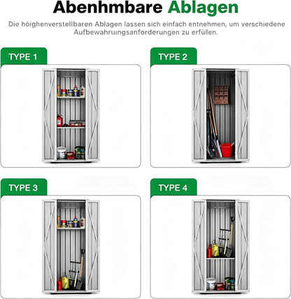 YODOLLA Gartenschrank, Metall Geräteschuppen Wetterfest, Weiß