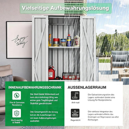 YODOLLA Gartenschrank, Metall Geräteschuppen Wetterfest, Weiß