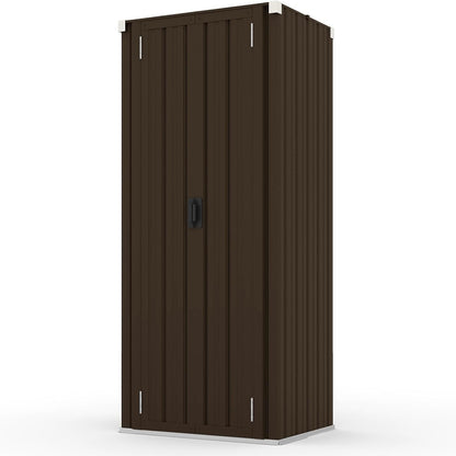 YODOLLA Gartenschrank, Metall Geräteschuppen Wetterfest, Braun