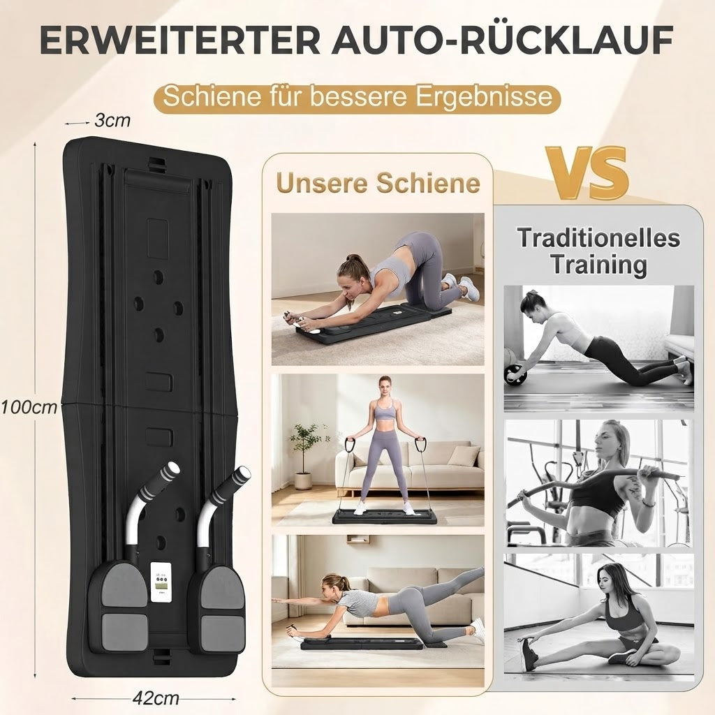 YODOLLA 5-in-1 faltbares Pilates-Reformer-Brett mit LED-Zähler, Schwarz