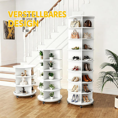 YODOLLA Drehbares Schuhschrank, 360° Schuhregal mit 4 Rollen, Weiß
