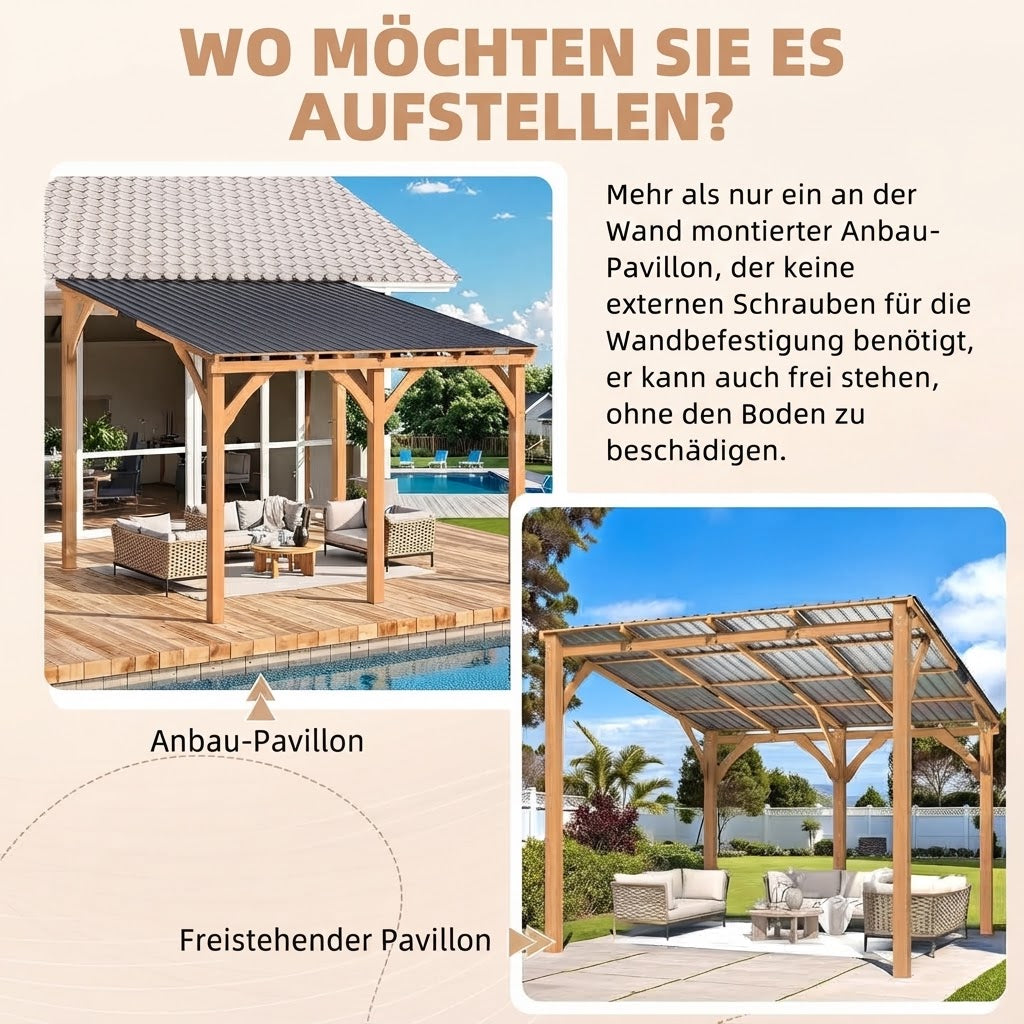 YODOLLA 3 x 3 m Pergola aus Holz, für den Außenbereich, für den Außenbereich, Pergola