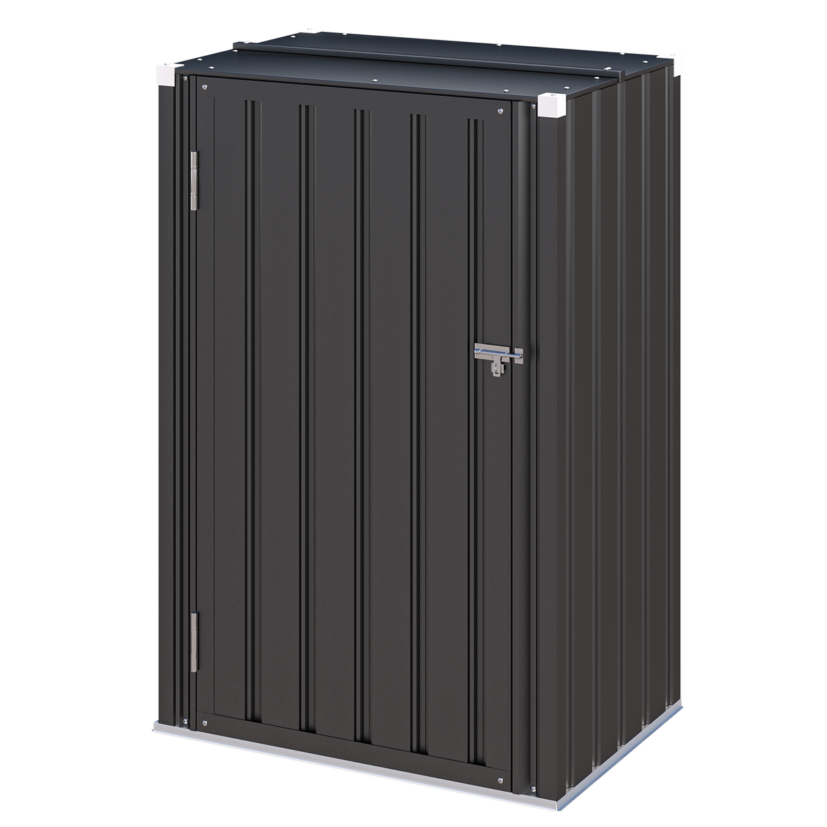 YODOLLA Metall Gartenschrank, wetterfester Einzel-Tür Außenschrank, Grau