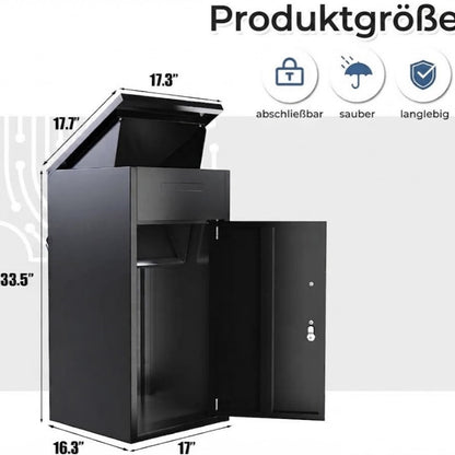 YODOLLA Diebstahlsicherer Paketkasten mit Briefkasten für Vordach und Zaun, Dunkel, 33.5" x 17" x 16"