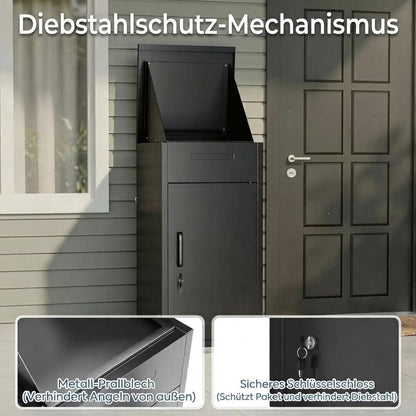 YODOLLA Diebstahlsicherer Paketkasten mit Briefkasten für Vordach und Zaun, Dunkel, 47.2"x13.8"x19.7"