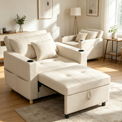 YODOLLA Schlafsofa, 36 Zoll verwandelbarer Stuhl mit Bettfunktion, beige