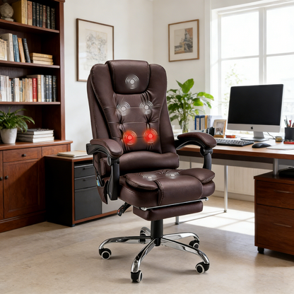YODOLLA Ergonomisch Bürostuhl mit Fußstütze & Liegefunktion, Braun