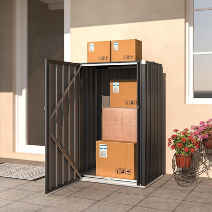 YODOLLA Metall Gartenschrank, wetterfester Einzel-Tür Außenschrank, Grau