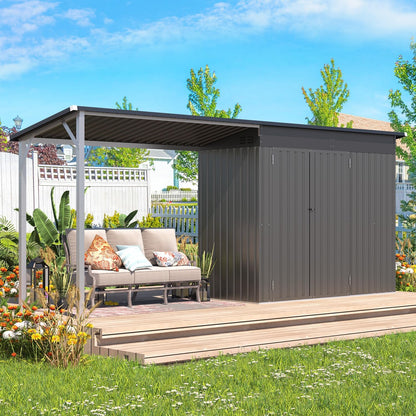 YODOLLA 8x4 FT Außen-Schuppen & Pavillon-Kombination mit Hartdach