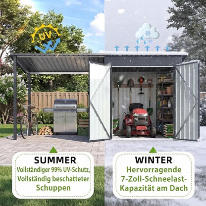 YODOLLA 8x4 FT Außen-Schuppen & Pavillon-Kombination mit Hartdach