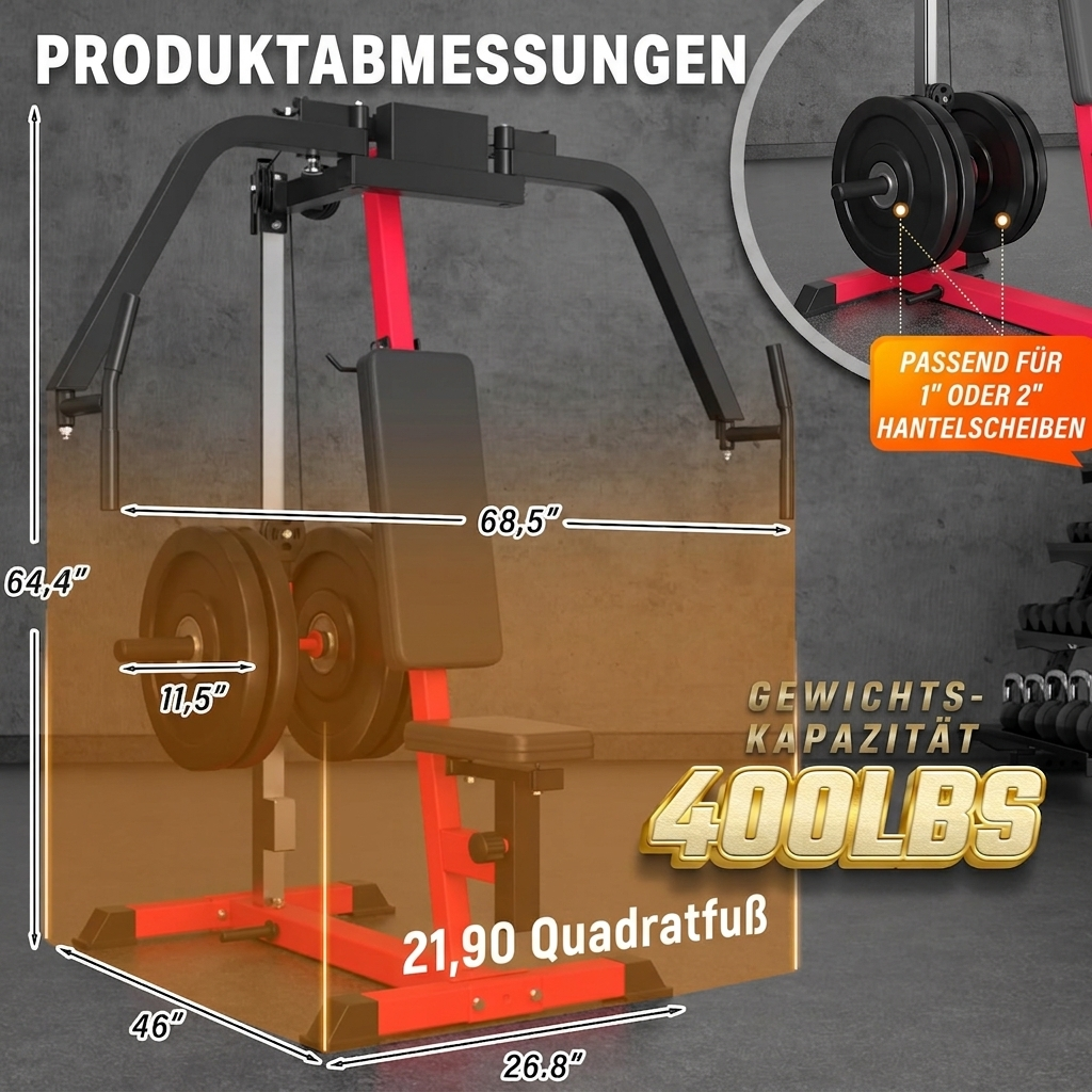 YODOLLA Brustpresse bis 204 kg verstellbar, Butterfly- und Reverse-Butterfly-Maschine