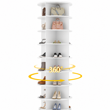 YODOLLA Drehbares Schuhschrank, 360° Schuhregal mit 4 Rollen, Weiß