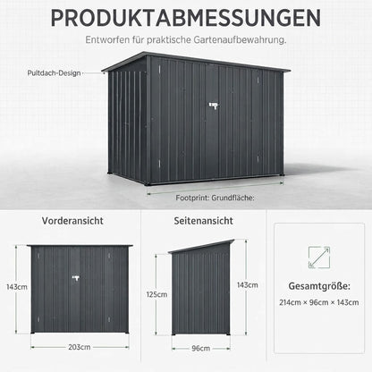 YODOLLA Fahrradschuppen 214x143x96cm, 2 Türen mit Schloss