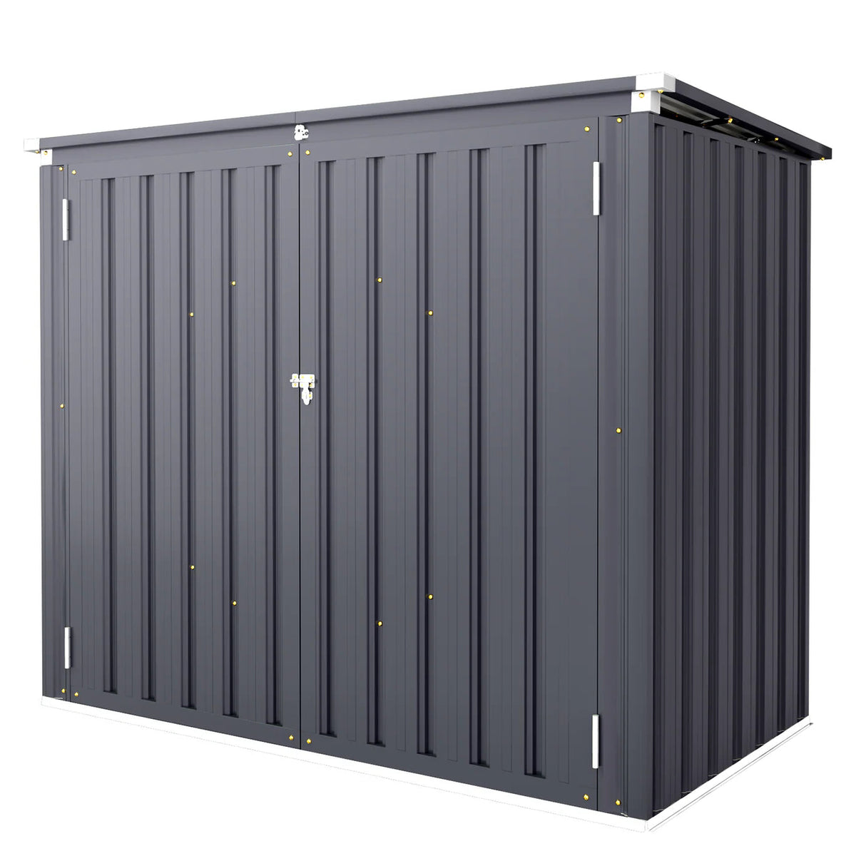 YODOLLA Mülltonnenbox 2er mit Gasdruckfeder, Metall Gartenschrank, Grau