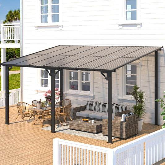 YODOLLA 4,3 × 3 m Terrassenüberdachung für Garten, Schwarz