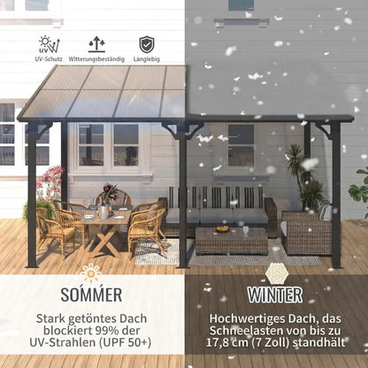 YODOLLA 4,3 × 3 m Terrassenüberdachung für Garten, Schwarz