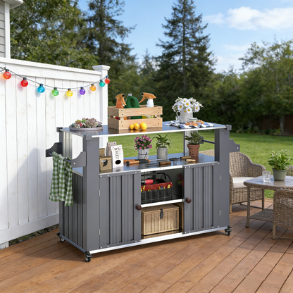 YODOLLA 51'' Outdoor-Grillwagen mit Aufbewahrungsschrank, wasserdicht