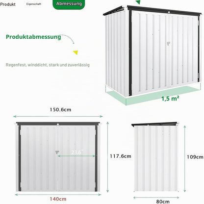 YODOLLA Mülltonnenbox 2er, Metall Gartenschrank mit Gasdruckfeder, Weiß