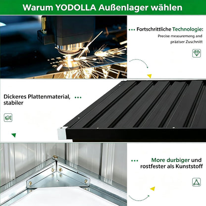 YODOLLA Mülltonnenbox 2er, Metall Gartenschrank mit Gasdruckfeder, Weiß