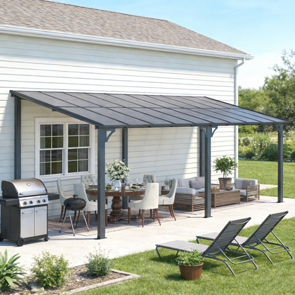 YODOLLA 6 x 2,4 m Terrassenüberdachung für Garten, Schwarz