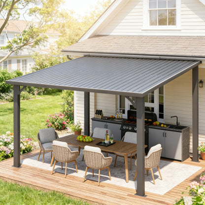 YODOLLA 10' x 10' Gartenpavillon, Terrassenüberdachung für Terrasse, Schwarz