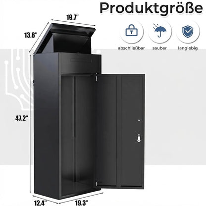 YODOLLA Diebstahlsicherer Paketkasten mit Briefkasten für Vordach und Zaun, Dunkel, 47.2"x13.8"x19.7"