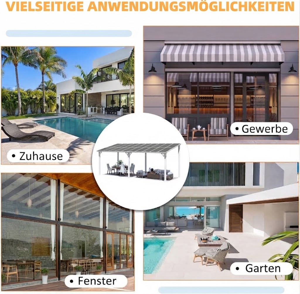 YODOLLA 6 x 2,4 m Terrassenüberdachung für Garten, Weiß