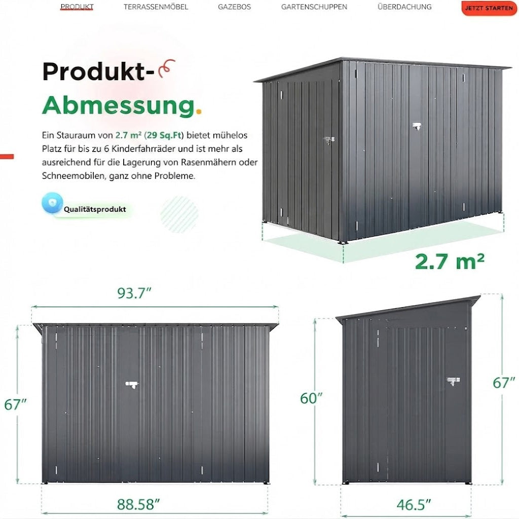YODOLLA 4' x 7' Außen-Aufbewahrungsschrank, horizontal