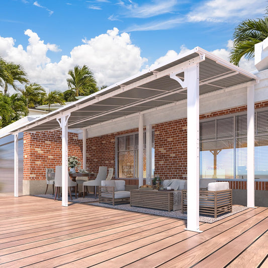 YODOLLA 6 x 2,4 m Terrassenüberdachung für Garten, Weiß