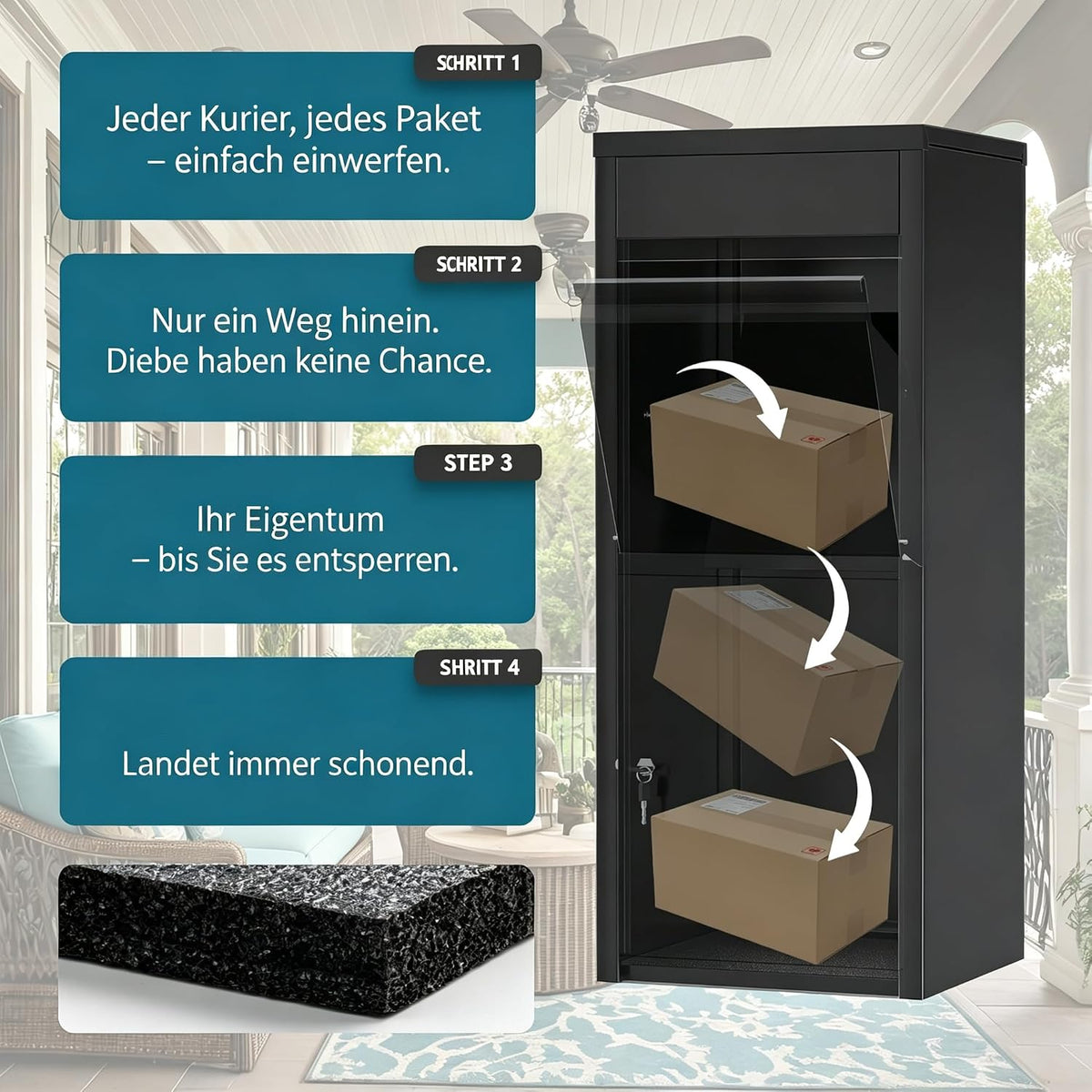 YODOLLA draußen Paketbox mit Schloss, extra große Briefkasten mit Paketfach