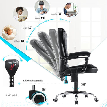 YODOLLA Ergonomisch Bürostuhl mit Fußstütze & Liegefunktion, Schwarz