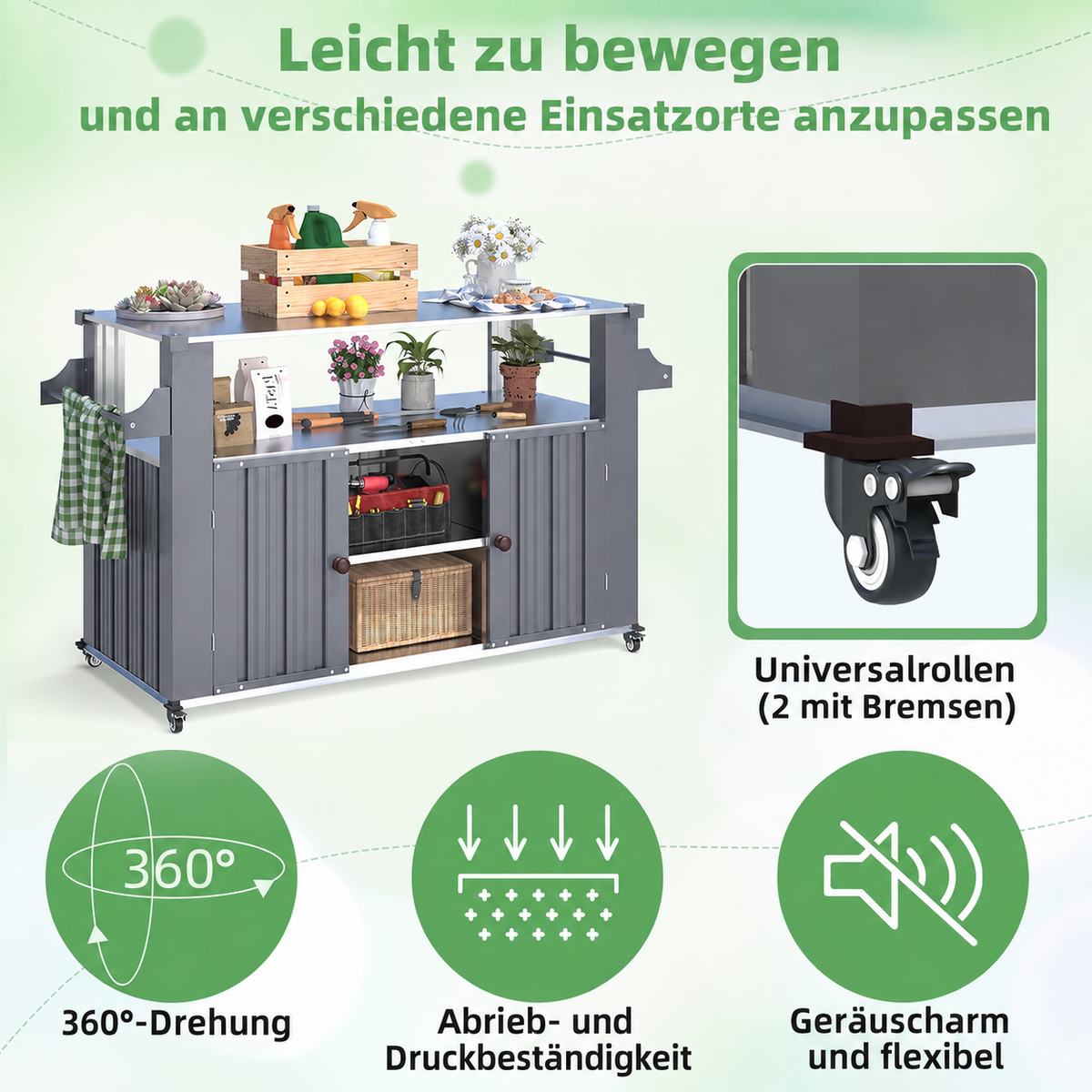 YODOLLA 51'' Outdoor-Grillwagen mit Aufbewahrungsschrank, wasserdicht