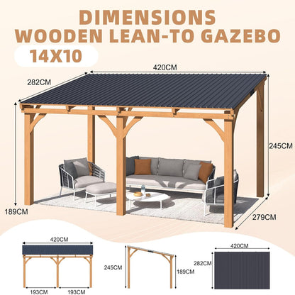 YODOLLA 4,2 x 3 m Pergola aus Holz, für den Außenbereich, für den