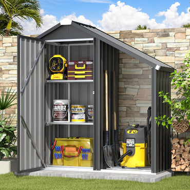 YODOLLA Gartenschrank wasserdicht mit Ablagen und Feuerholzablage
