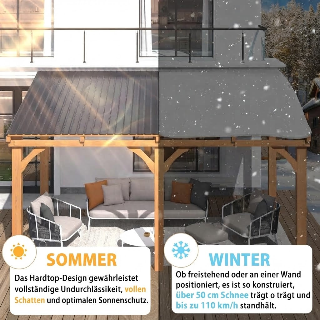 YODOLLA 4,2 x 3 m Pergola aus Holz, für den Außenbereich, für den
